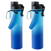 Kuber Industries Water Bottle | Steel Water Bottle for Daily Use | Vacuum Insulated Flask Water Bottle with Rope | Hot & Cold Water Bottle | 720 ML | LX-230604 | Pack of 2 | Aqua Blue